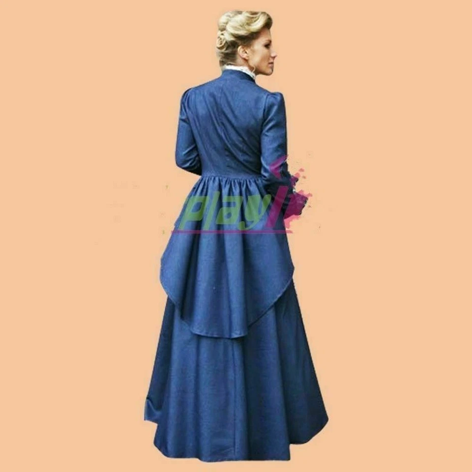 Uniforme azul de la Guerra Civil de la década de 1860 vestido de baile victoriano vestido de bella del sur disfraz* Foto 4 de 4