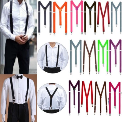 3er Clips Hosenträger Herren Damen Y Form Style Hosen Träger Schmal Bunt Farbig - Bild 1 von 4