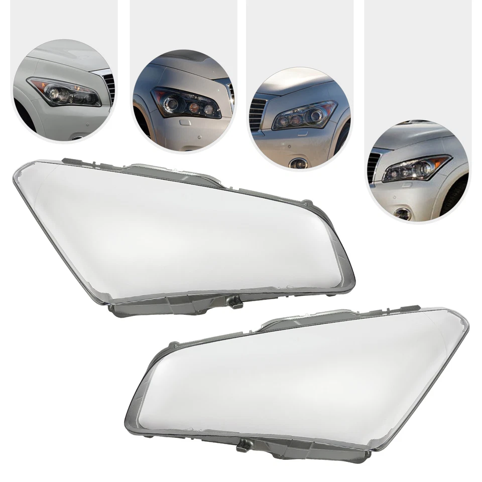 Front Headlight Lens Covers fit for 2011 2012 2013 2014 INFINITI QX56/QX80 LH/RH Foto 2 de 4