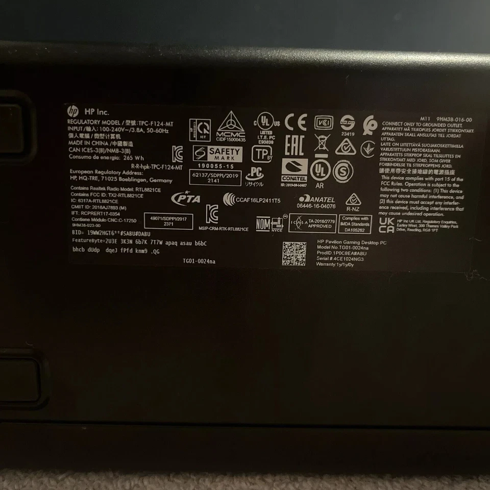 USED HP Pavilion TG01-0024na Gaming Desktop – Ryzen 5 3500 1tb HDD 256 gb SSD - Image 2 of 4