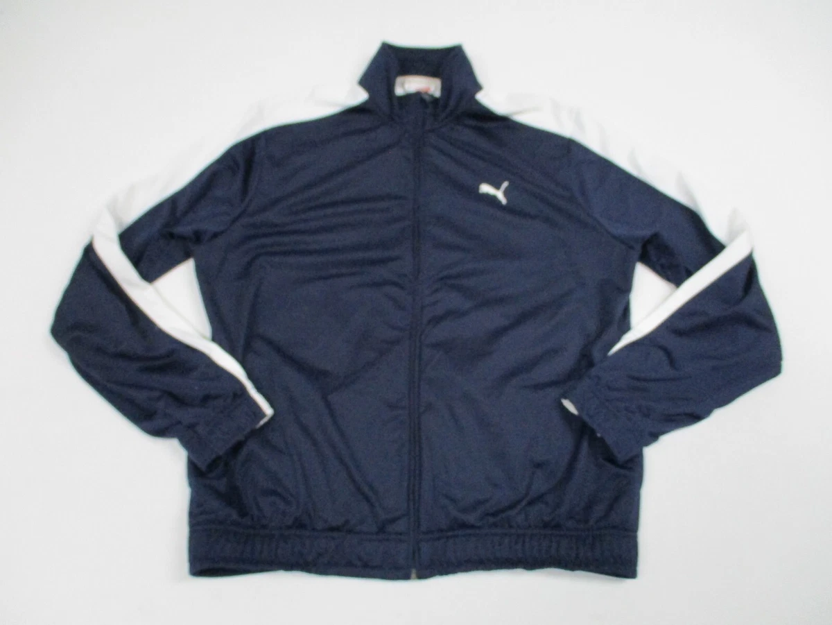 Puma Jacket Adult Large Blue Logo Outdoors Zip Coat Track Jacket Mens