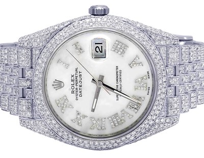 Mens Rolex Datejust II 126300 41MM S.Steel White MOP Dial Diamond Watch  17.75 Ct | eBay