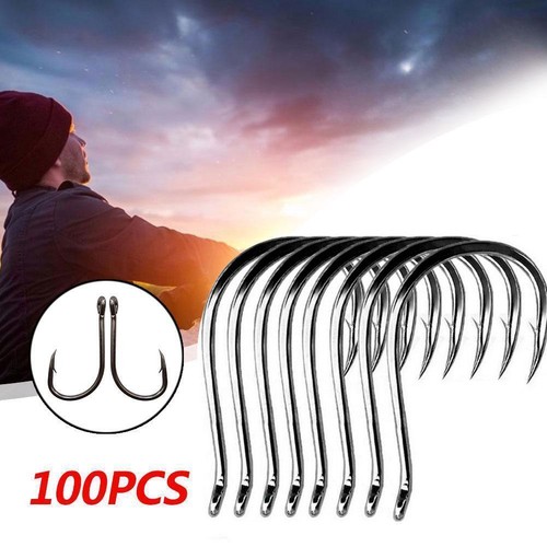 100Pcs Metal Fishing Tools Hooks Jig Big Hook Bait Sizes Fishhooks