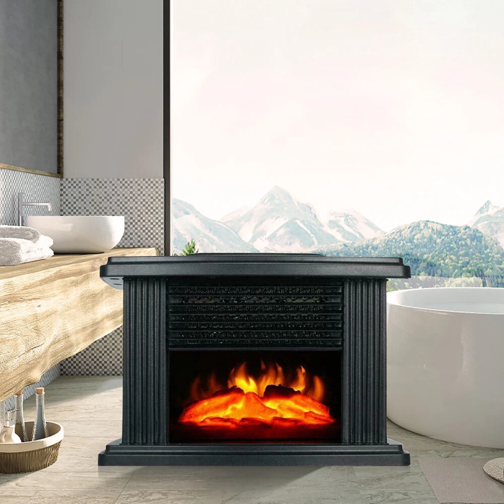 Mini Electric Fireplace Portable Space Heater Firewood Effect Home Office  Decor | eBay
