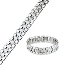 Stainless Steel Multi Block Link Chain Bracelet 8" Light Weight Biker Bracelet