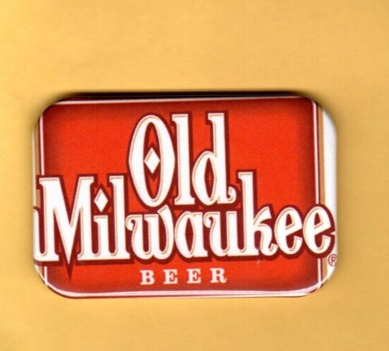 OLD MILWAUKEE BEER LOGO REFRIGERATOR 2"X3" WITH ROUNDED CORNER
