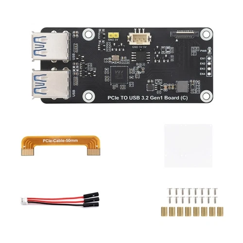 PCIe Slot Expansion 4Port USB 3.2 Gen1 Fast Transfer For RPi 5 Board