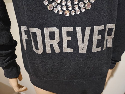 Victoria's Secret Live Pink Forever Rhinestone Skull Hoodie sz S Rare Black - Picture 10 of 17