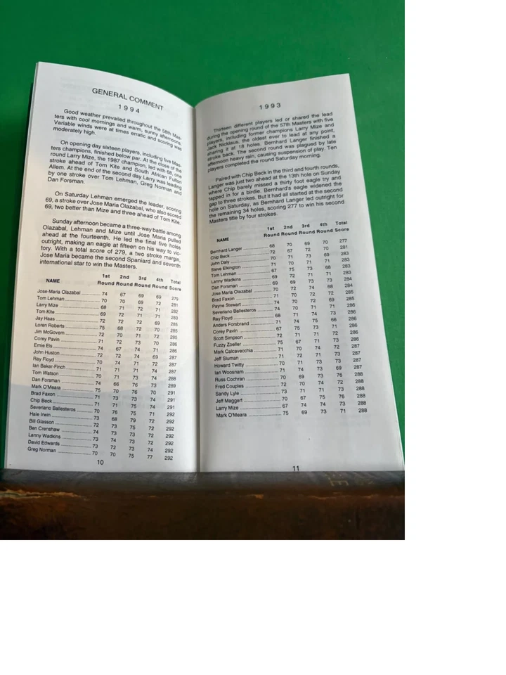 23 Years of Masters Tournament Records Collection 1934-1995 Pick 1 or more of 23 - Image 3 of 3