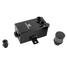 Aluminium 2x 8AN 1.0L Oil Breather Catch Can Tank with 10AN Filter+Drain Black