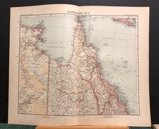 Australien Nordost Australien Karte Original Kupferstich Perthes Stieler 1908