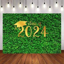 Class of 2024 Backdrop Green Leaves Graduation Photo Backdrops Congrats Grad ...