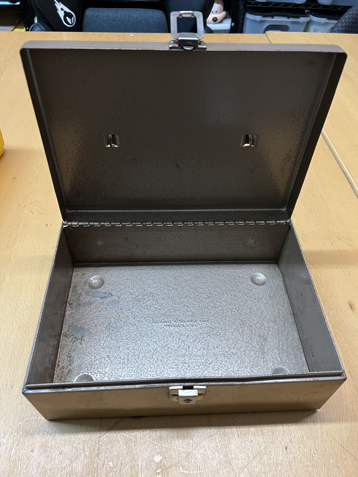 VTG Rockaway Tan Metal Key Operated Lock Security Cash Safe Strong Box