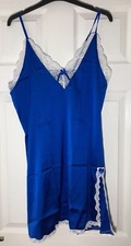Ekouaer Blue Satin Style Gown  Size  - Large