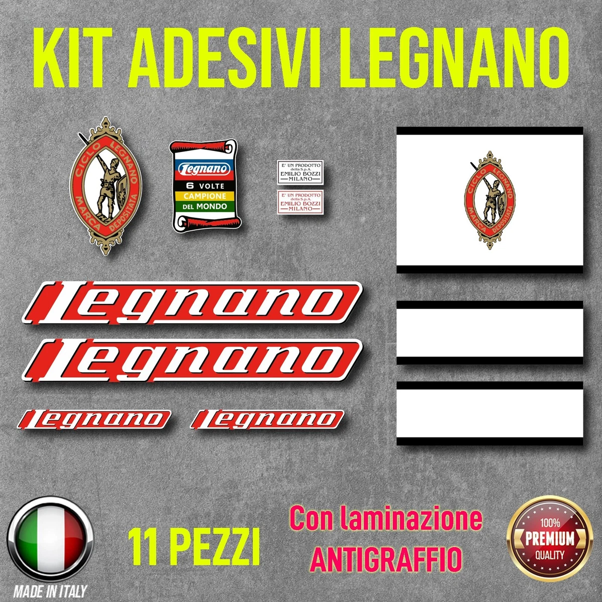 Sticker Voiture Kit Stickers Adesivi Per Bici Da Corsa Vintage LEGNANO Modello GRAN Premio Kit Stickers Adesivi 657327 Sticker Personnalisé