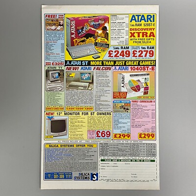 ARARI 520ST DISCOVERY XTRA FALCON TT 12' MONITOR 1993 VINTAGE RETRO ADVERT