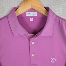 PETER MILLAR x SKOKIE CC Summer Comfort Polo Shirt Mens Large Pink Blue Golf
