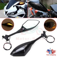 MOTORCYCLE LEFT & RIGHT REAR VIEW SIDE MIRROR WITH LED TURN SIGNAL FOR HONDA CBR