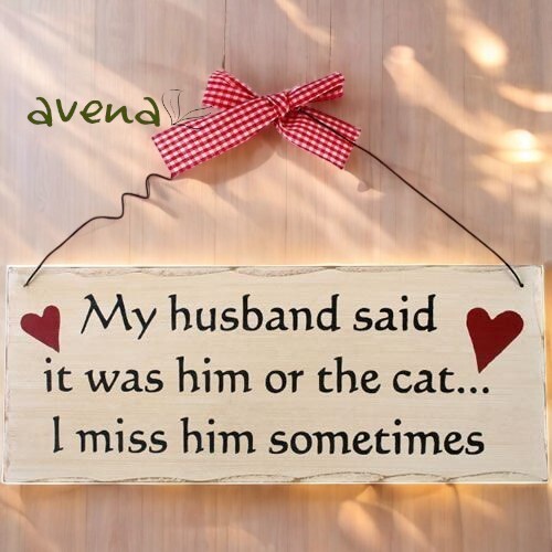 My Husband Said It was Him Or The Cat.. Novelty Wooden Hanging Plaque Great Gift