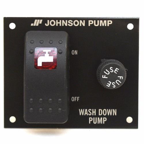 Johnson Pump Boat Washdown Switch Panel 82024 | Black Aluminum 12V