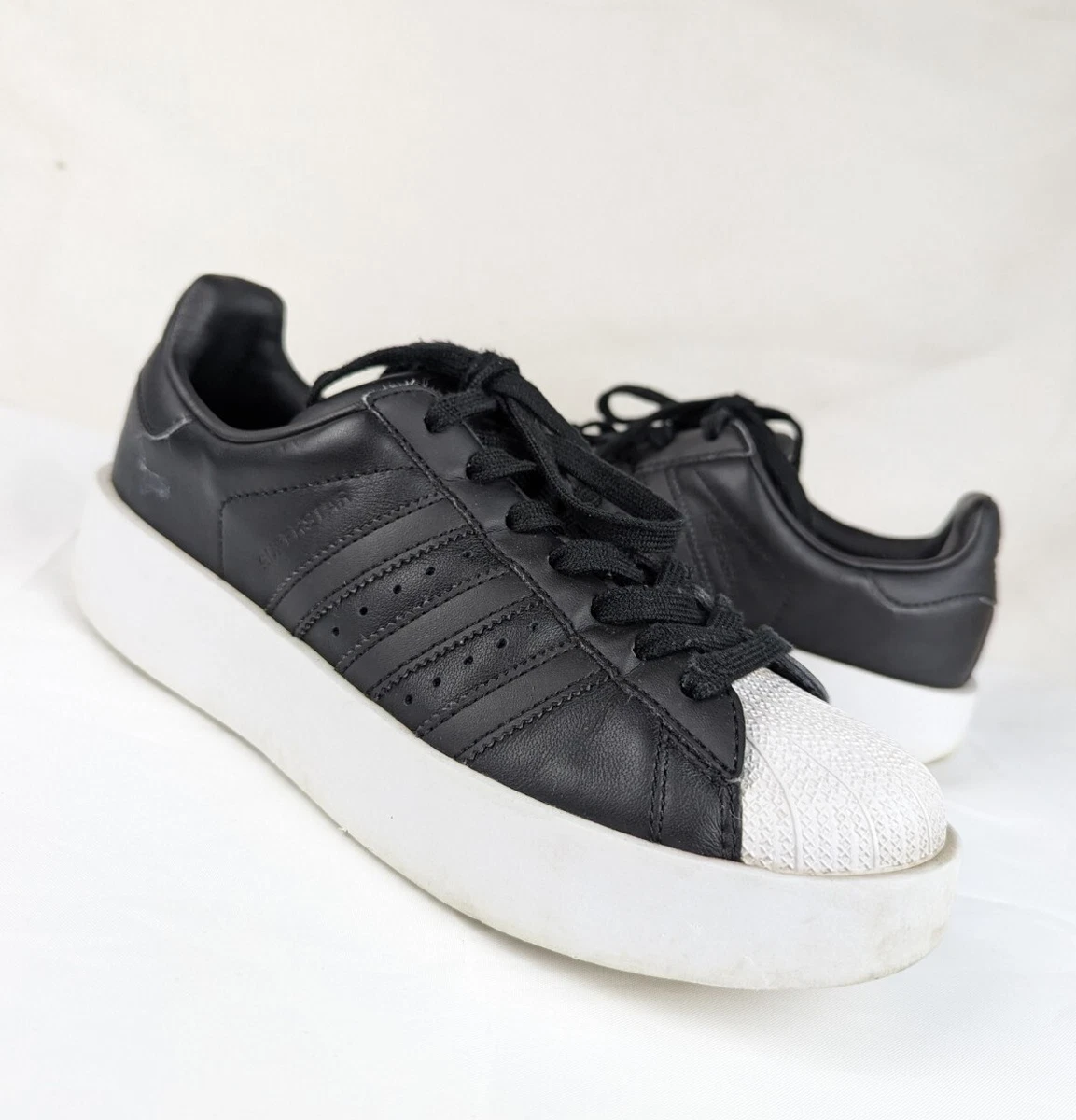 ADIDAS WOMENS SUPERSTAR BOLD TRAINERS BLACK WHITE SIZE UK 5.5 EU