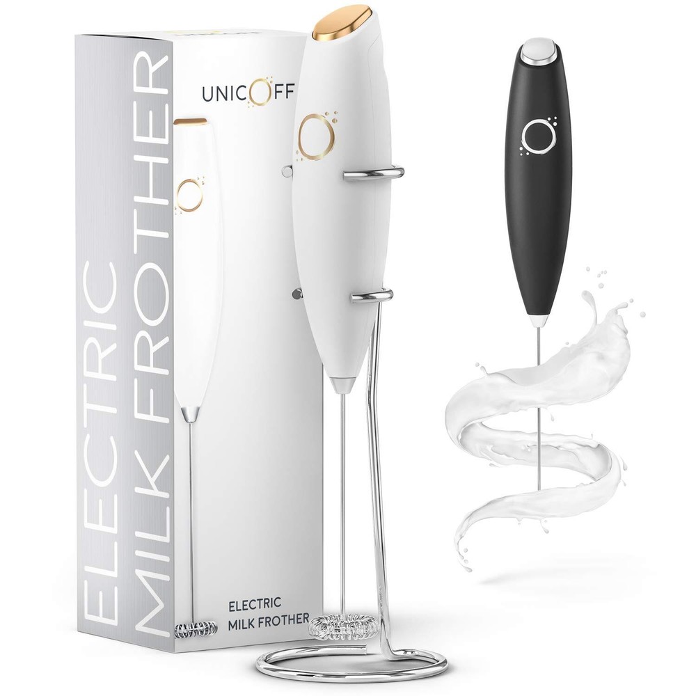 Milk Frother White - Coffee Frother Handheld with Electric Whisk - 19000 rpm ...