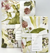 Pottery Barn Thistle Floral Percal Duvet Cover  KING + 2 Standard Shams~NEW