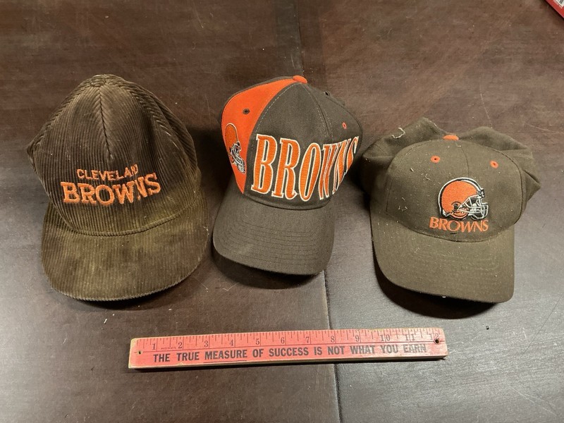 3 Vintage Cleveland Browns Baseball Hats