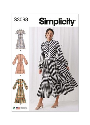 Simplicity 3098 Schnittmuster Misses Damen Kleid Größe 6-14 oder 16-24 ungeschnitten Erwachsene
