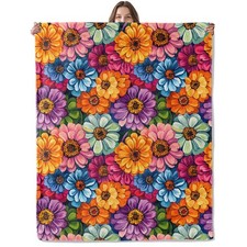 Bloom Floral Blanket, Lightweight Comfy Vibrant Flower in Rainbow Colors Blan...