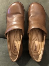 Born Brown Leather Clogs Woman  s Size 8M color is Cognac