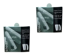 Creative CND Eclipse CURVY Tips - CLEAR - 50 Tips (Pack of 2) - Choose Your Size