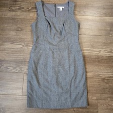 BANANA REPUBLIC Dress Womens 12P Gray Wool Blend Academia Minimalist Preppy