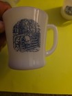 Coffee Mugs Set of 4 Vintage Currier and Ives White Milk Glass Handle — photo 4