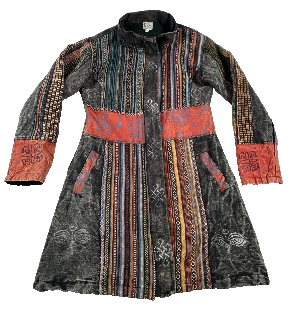 Vintage Rhea Boho Chic Patchwork Full Zip Multicolor Jacket. Women's Size L