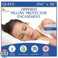Queen Size Waterproof Pillow Protectors Set of 2   Zippered Hyp