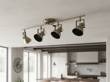 4 Way Spotlight Bar Antique Brass GU10 Adjustable Ceiling Lamp Vintage style