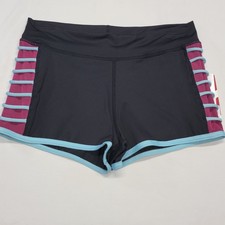 Capezio Ladder Side Shorts Fuchsia Mesh On Side Panels Light Blue Trim SZ MA