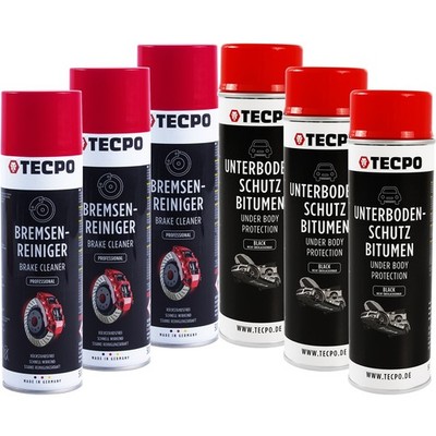 3x 500ml TECPO BREMSENREINIGER BRAKE CLEANER + 3x 500ml UNTERBODENSCHUTZ SPRAY