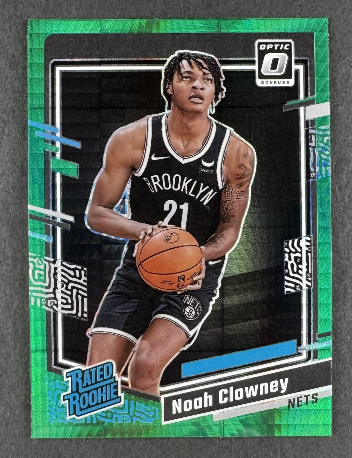 Noah Clowney 2023 Panini Donruss Optic Hyper Green Rated Rookie #205 - Nets