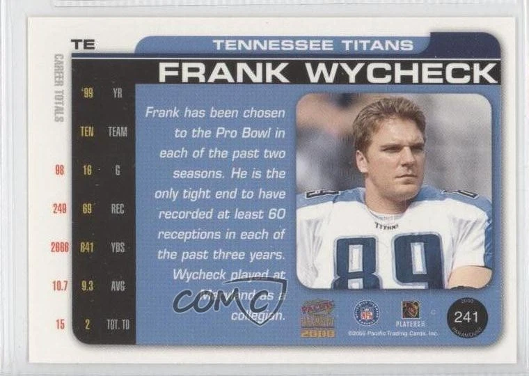 2000 Pacific Paramount Premiere Date Missing Serial Number Frank Wycheck #241 - Image 2 of 2