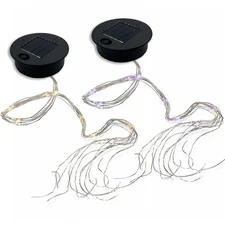 2 Pack Solar Watering Can String Lights Replacement Top Round Solar Panel Outdoo