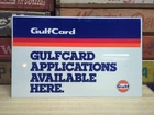 Vintage Gulf Gulfcard Aluminum Advertising Sign, Double Sided, 12" x 19.25"