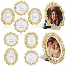 8 Pcs One-inch Mini Vintage Picture Frame Tiny Metal Picture Frames Antique M...