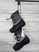 Kids Pull On Insulated Snow Boots Unisex Size 6 Black Member's Mark
