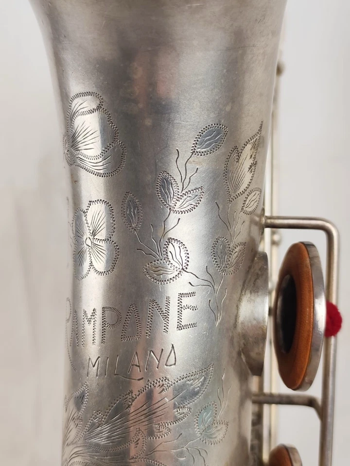 Agostino Rampone Milano Sassofono Contralto Argentato Custodia Originale Sax - Immagine 3 di 4