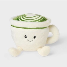 NWT! Gigglescape 6" Matcha Smiling Plush~Valentines~green heart~coffee
