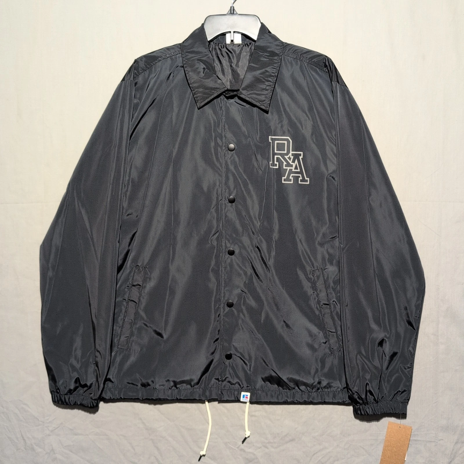 Russell Athletic Snap-up Collared Windbreaker Jacket Men's L Black