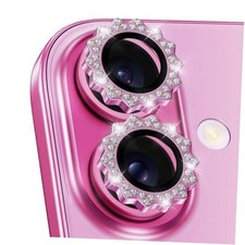 for iPhone 16/16 Plus Camera Lens Protector Bling For iPhone 16/16 Plus Pink