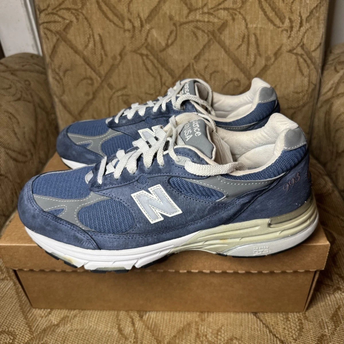 New Balance 993 Blue Running Sneakers Shoes MR993NV Men\'s Sz 15 2E New Balance Mens MADE in USA 993 Core Shoes – Extra Butter main image 2